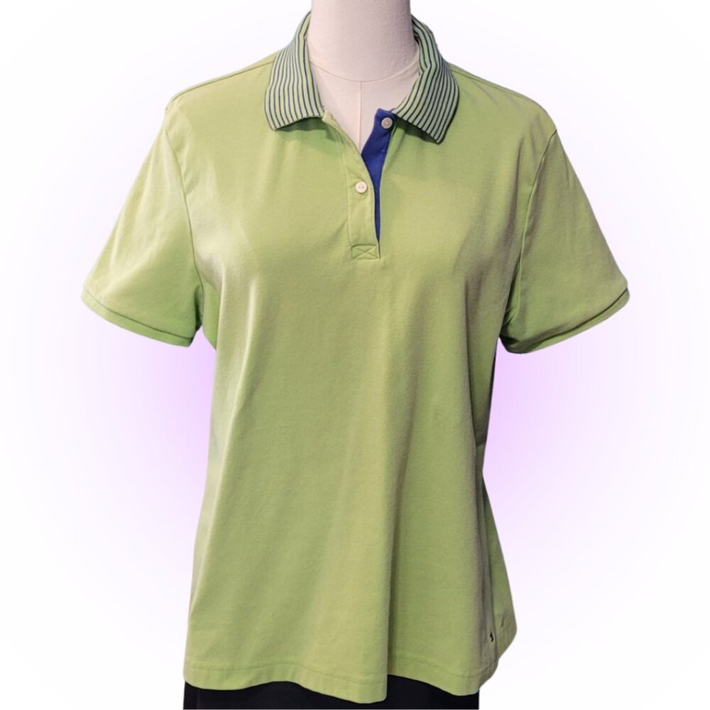 TOMMY HILFIGER WOMEN'S LIME GREEN POLO SHIRT TOP EUC XL